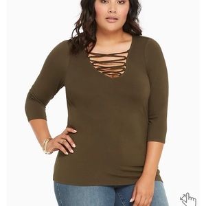DEEP V LACE UP TOP